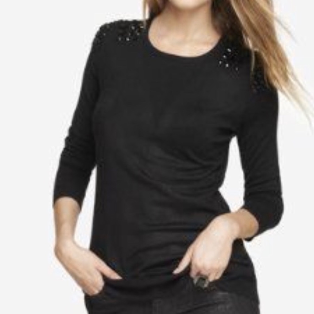 EXPRESS Jeweled Shoulder Tunic Sweater XS